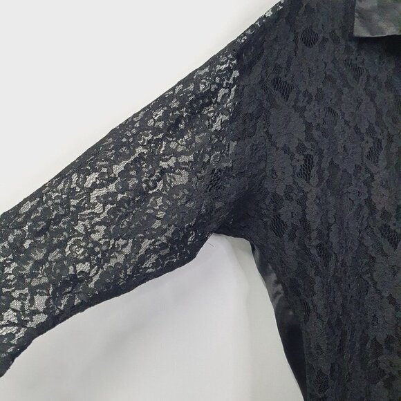 Vintage Victoria Secret Gold Tag Sheer Lace Front Long Sleeve Dress M/L - Picture 3 of 10